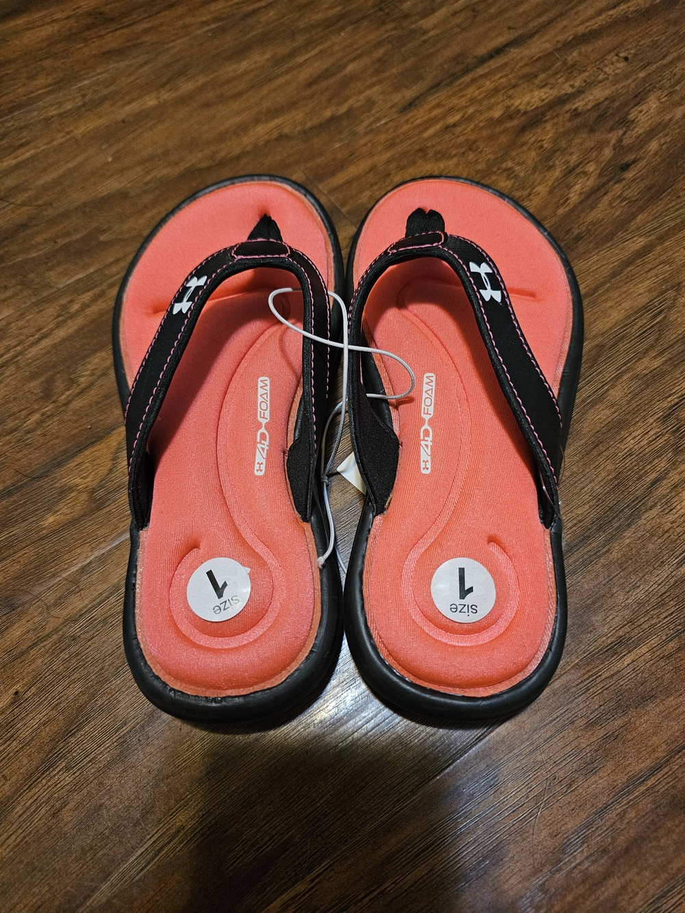 Under Armour Kids Marbella Coral-Pink and Black Foam Flip Flops